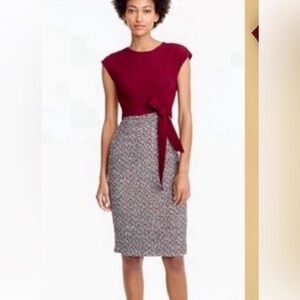 J. Crew Burgundy tweed belted dress size 9